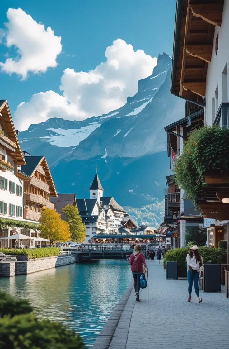 Comfort Transfers Interlaken adventure hub nestled between Lake Thun and Lake Brienz with alpine charm